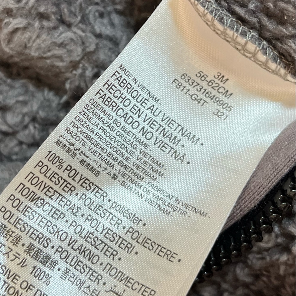 Nike 3M Baby Unisex Infant Streetwear Fleece Sherpa Grey Black Zip Hooded Romper - Picture 5 of 6
